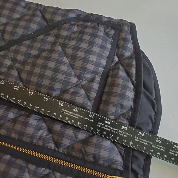 J. Crew Quilted Puffer Vest Women M Gray Brown Gingham Check Down‎ Fill Full zip - Picture 5 of 11